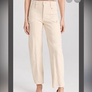 PAIGE Alexis Cream Cropped Utility Cargo Pants